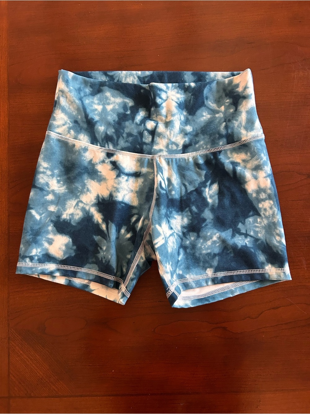 Champion High-Waist Tie-Dye Women’s Active Shorts - Blue 4.5” inseam
